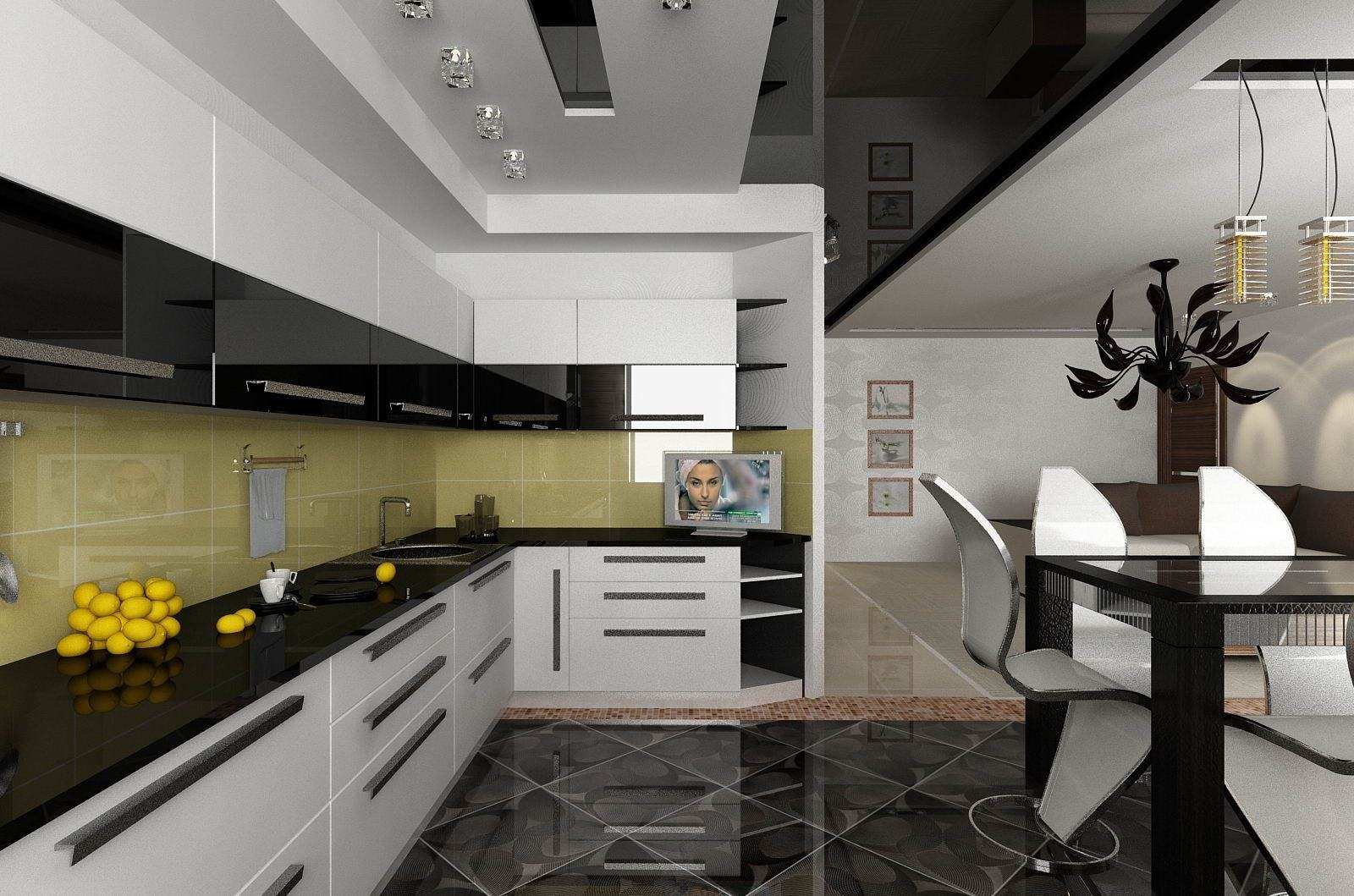 Кухня В Бело Черных Тонах Дизайн Фото