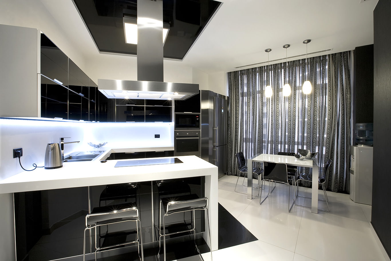 Кухня В Бело Черных Тонах Дизайн Фото