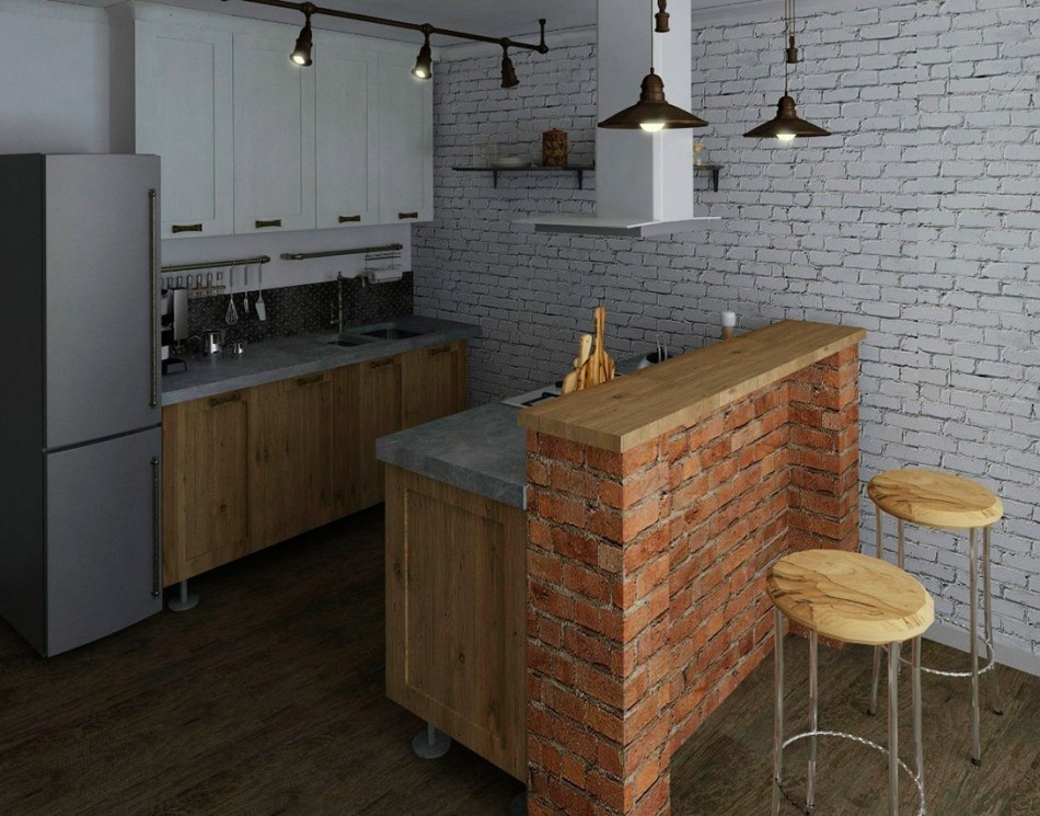 Маленькая Кухня Лофт Дизайн Фото