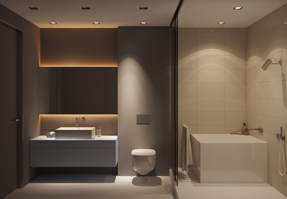 Ванная комната с туалетом в стиле минимализм