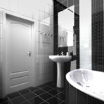 Дизайн ванной комнаты в стиле хай-тек в черно-белом глянце
