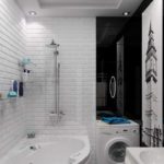 Дизайн ванной комнаты в стиле лофт в черно-белых тонах