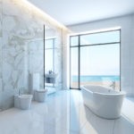 Белая ванная комната мраморный минимализм