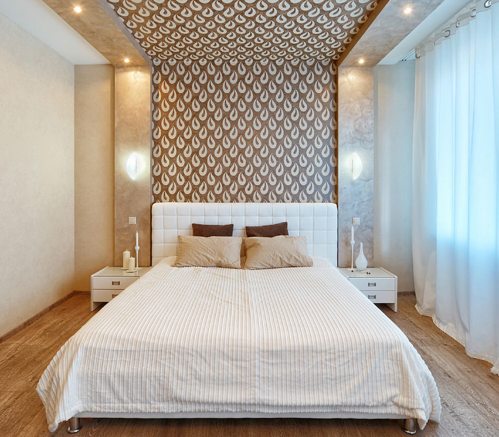 Декор спальни тканевой потолок