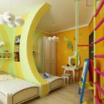 Дизайн детской комнаты для двух разнополых детей перегородка и шведская стенка
