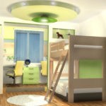 Дизайн детской комнаты для двух разнополых детей учебная зона на подиуме
