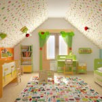Дизайн детской комнаты для двух разнополых детей в мансарде