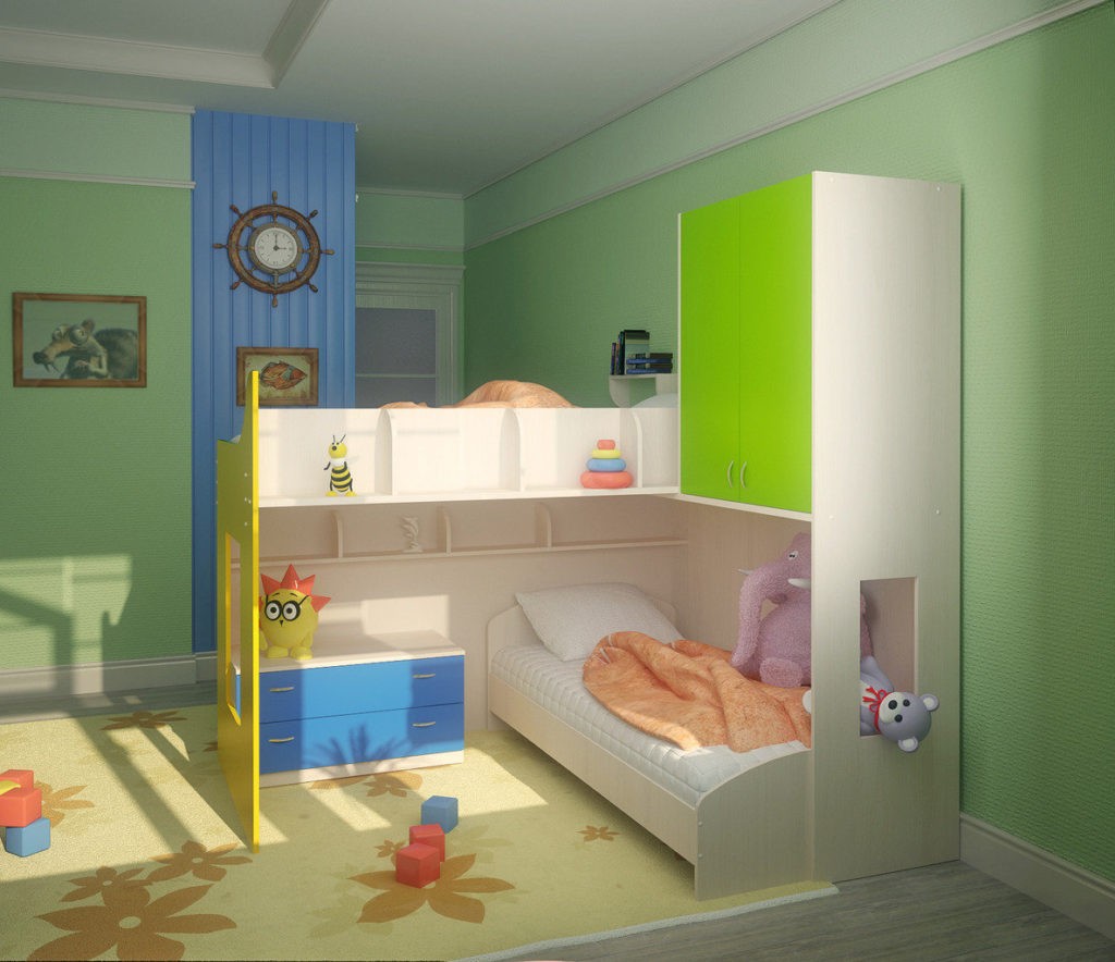 Дизайн детской комнаты для двух разнополых детей высокие потолки