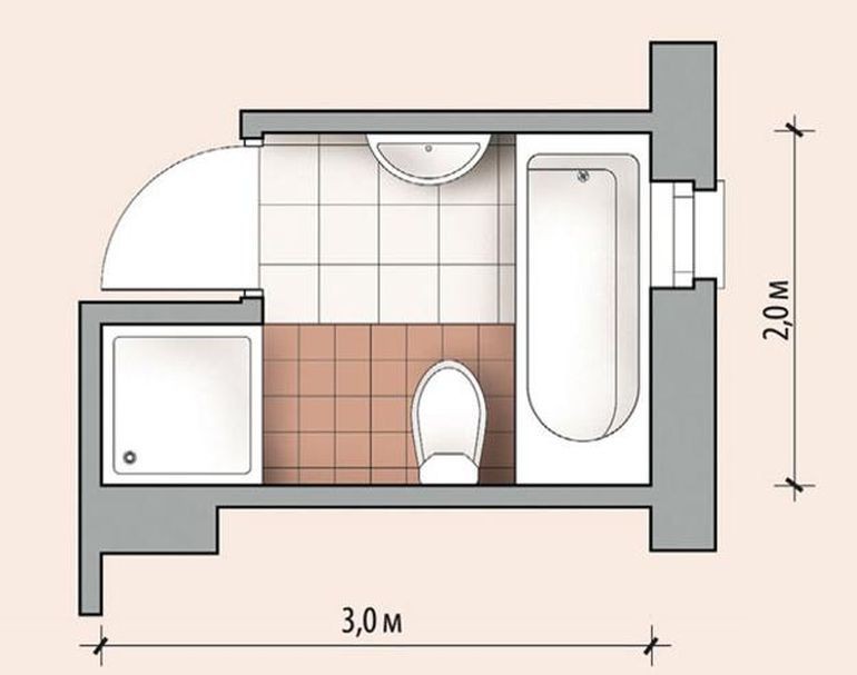 Планировка ванной комнаты чертеж