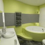Дизайн ванной комнаты 6 кв м в салатовом и сером тонах