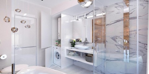 Дизайн ванной комнаты 6 кв м в стиле хайтек