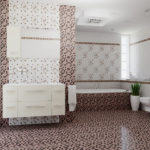 Дизайн ванной комнаты в частном доме с мозаичным кафелем