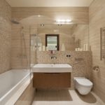 Мозаика в ванной комнате бежевый хай-тек