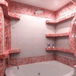 Мозаика в ванной комнате на углах и полочках