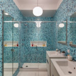 Мозаика в ванной комнате сине-голубой колорит