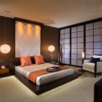 Оформление стен в спальне в японском стиле