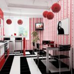 Сочетание цветов интерьер кухни черный и красный на белом