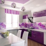 Сочетание цветов интерьер кухни фиолетовый на белом