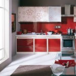 Сочетание цветов интерьер кухни красное на сером