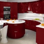 Сочетание цветов интерьер кухни темный красный глянец на белом