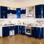 Сочетание цветов интерьер кухни темный синий глянец на белом