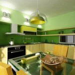 Сочетание цветов интерьер кухни зеленый и желтый