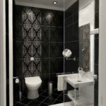 Дизайн ванной комнаты в хрущевке черно-белый колорит с орнаментом