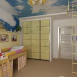 Оформление детской комнаты с физкультурной стенкой и встроенным шкафом