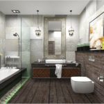 Современный дизайн ванной комнаты имитация обшивки деревом