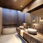 Современный дизайн ванной комнаты мебель рустик в интерьере хай-тек