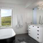 Современный дизайн ванной комнаты стеновые панели