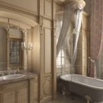 Современный дизайн ванной комнаты в классическом стиле с балдахином