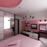 идея яркого дизайна спальной комнаты 15 кв.м картинка