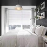 идея необычного дизайна узкой спальни картинка
