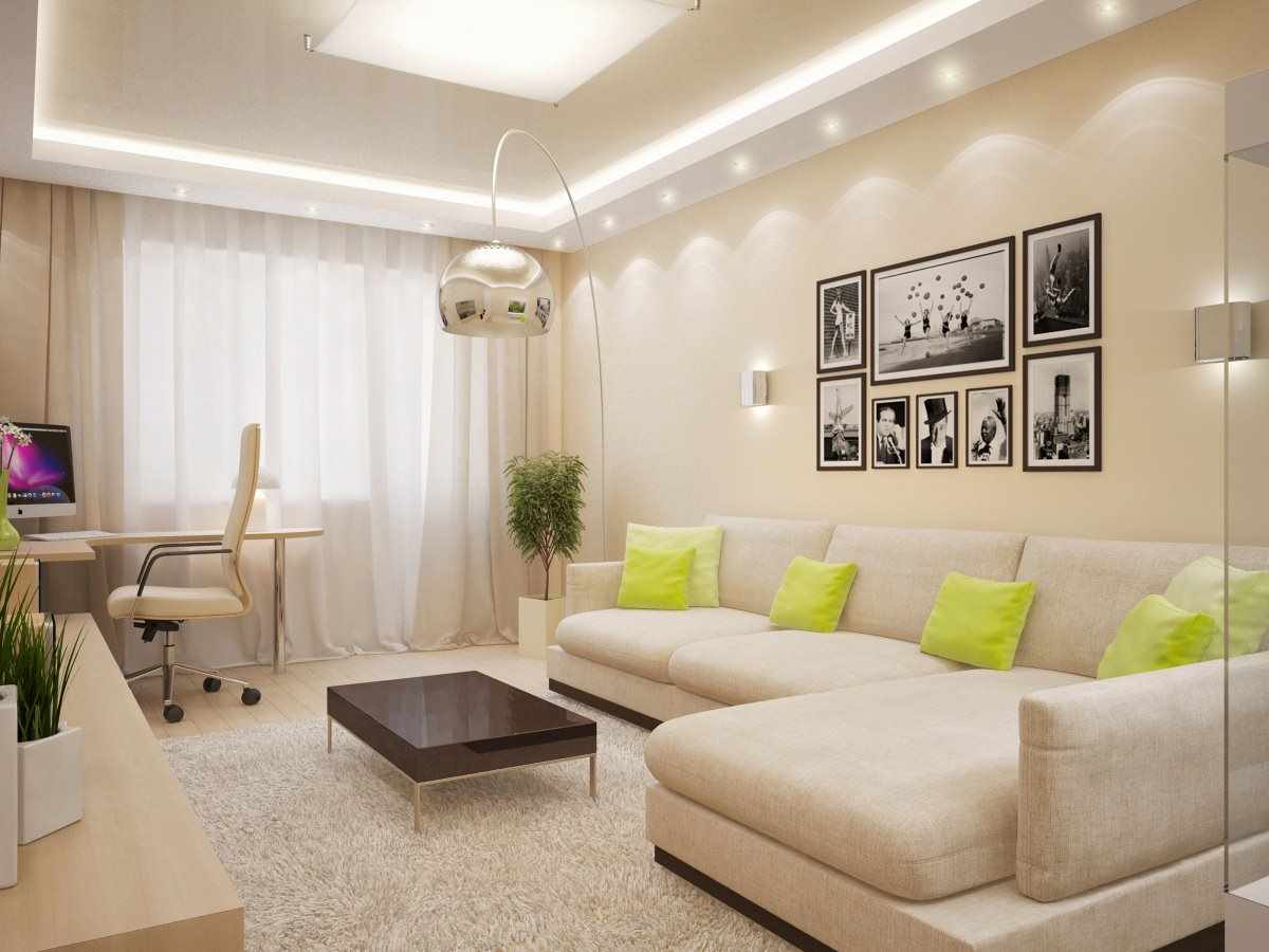 идея светлого стиля гостиной комнаты 19-20 кв.м