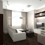пример применения красивого интерьера гостиной комнаты в стиле минимализм картинка