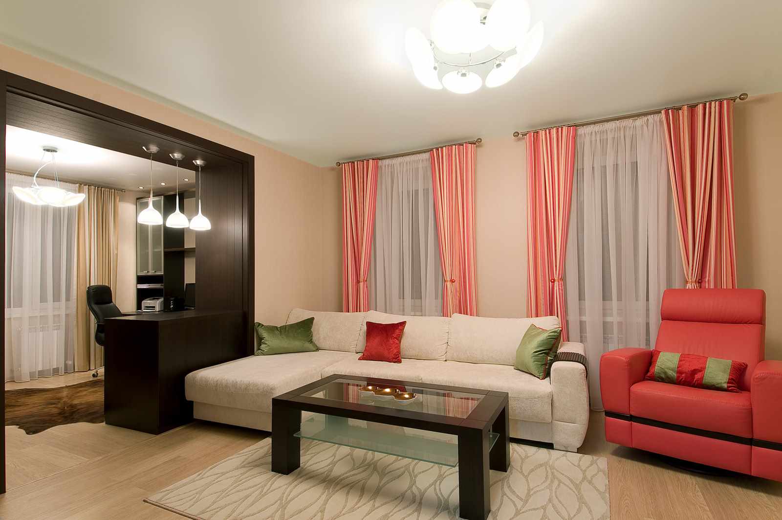пример красивого интерьера гостиной комнаты 19-20 кв.м