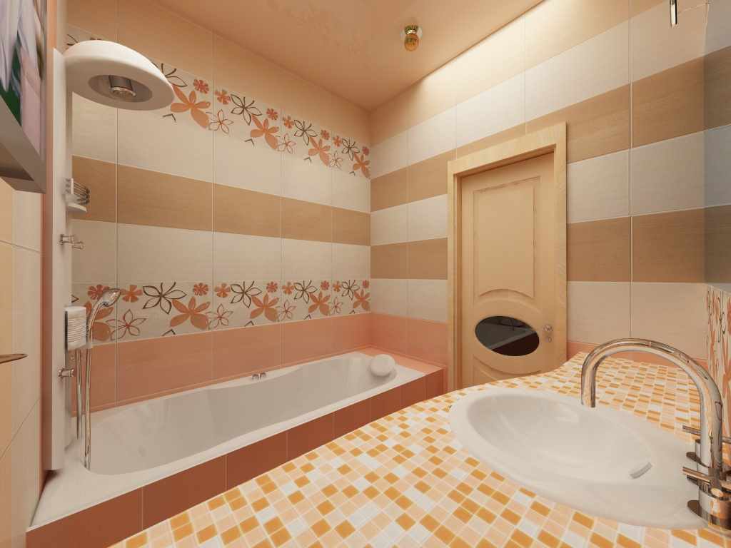 пример красивого интерьера ванной комнаты с облицовкой плиткой