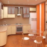Оранжевый занавески в дизайне современной кухни