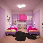 Розовый интерьер комнаты двух дочерей