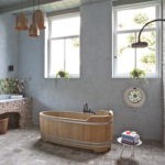Деревянная ванна в загородном доме