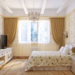 Длинный комод в спальне классической стилистики
