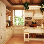 Светлая просторная кухня в деревенском стиле
