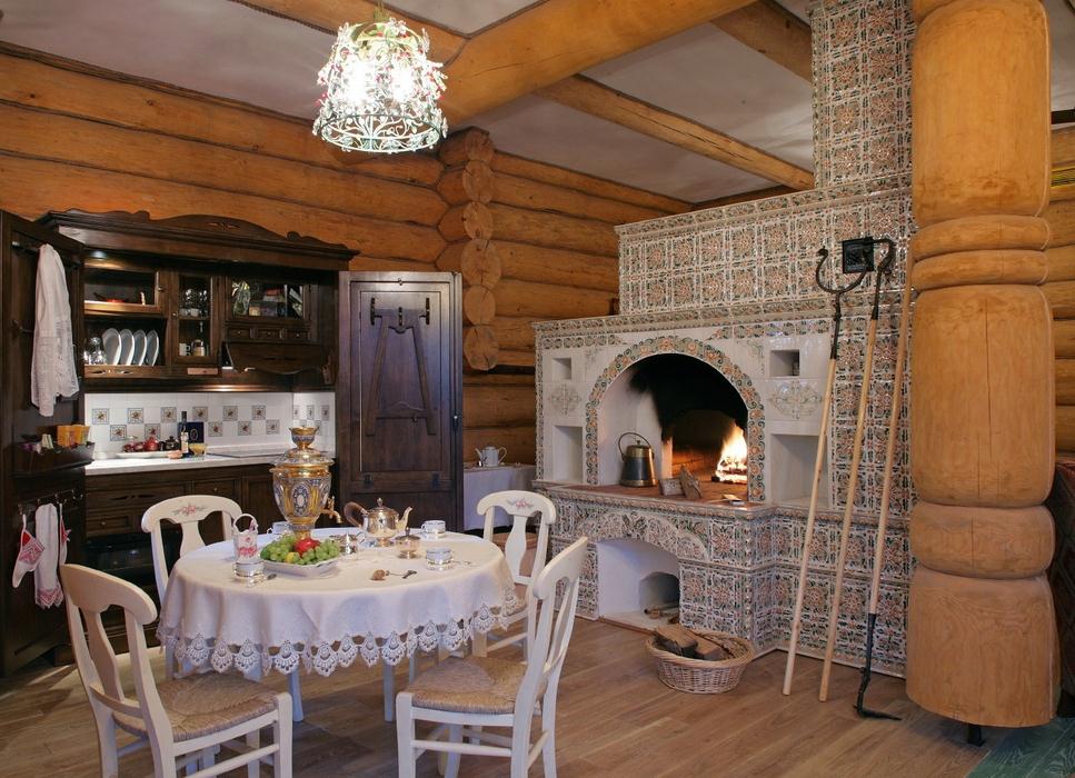Дизайн кухни на даче в русском стиле