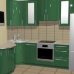 Кухонный гарнитур с зелеными дверками