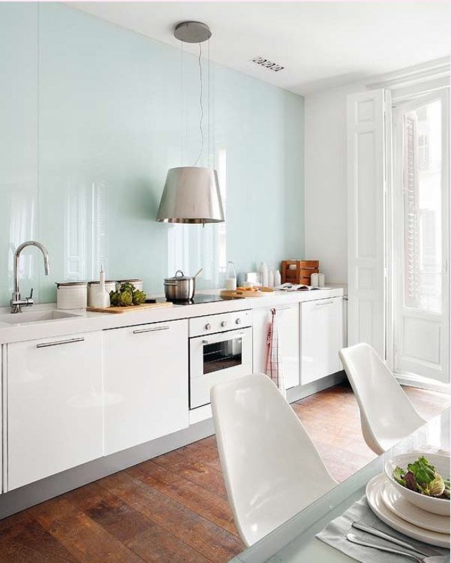 Голубые кухни на фото, дизайн интерьера кухни в голубом цвете, купить в Москве