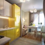 Желтая мебель в интерьере кухни