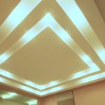 Дизайн кухонного потолка с подсветкой