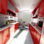 Красные фасады кухонного гарнитура