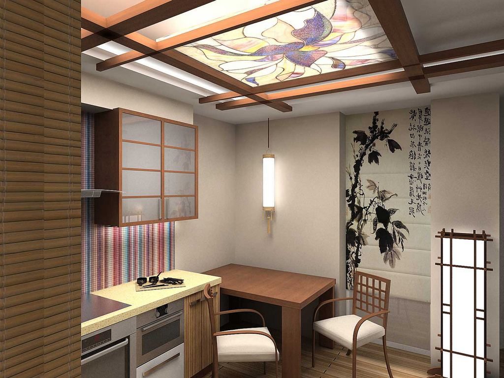 Дизайн небольшой кухни в японском стиле
